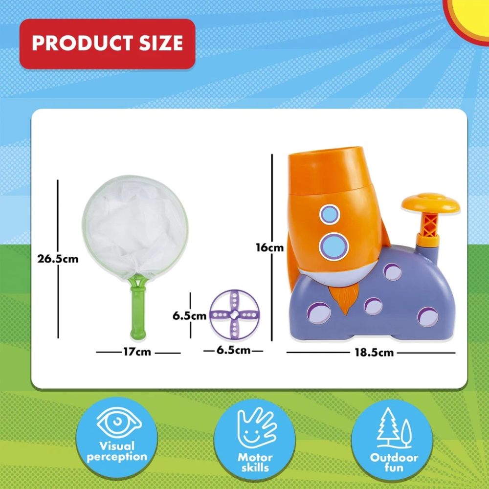 Abeec Flying Disc Launcher Toy for Kids Garden Game with 6 Flying Discs & 2 Launchers