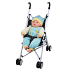 Baby Doll Foldable Blue Stroller Buggy Jogger Pram Accessory Toy for Dolls Up to 20 Inch