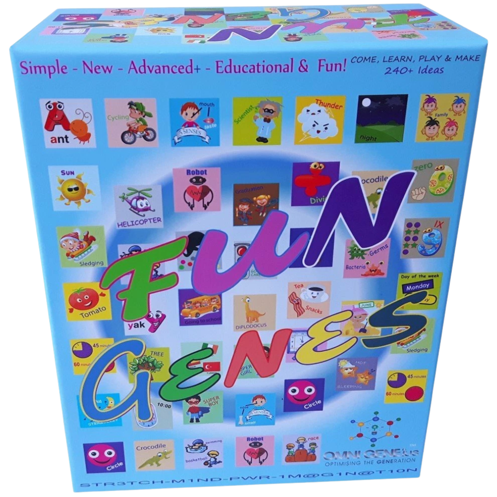 Fun Genes Wooden Building Blocks 40-Piece ABC Alphabet Numbers Shapes Educational Toy