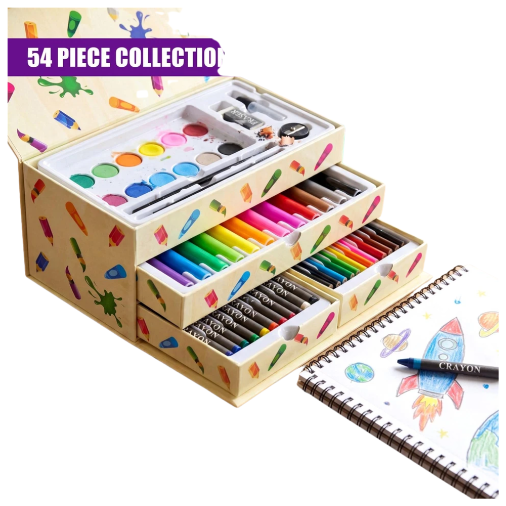Kids Art Set 54 Pc Children's Painting Supplies Colouring Pencils Stationery Kit for Kids