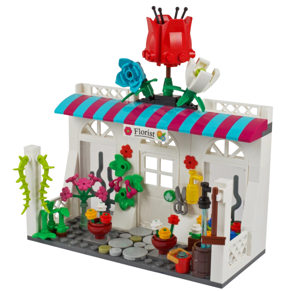 LEGO Flower Shop Florist Store with Plants, Flowers, Glass Windows & Accessories