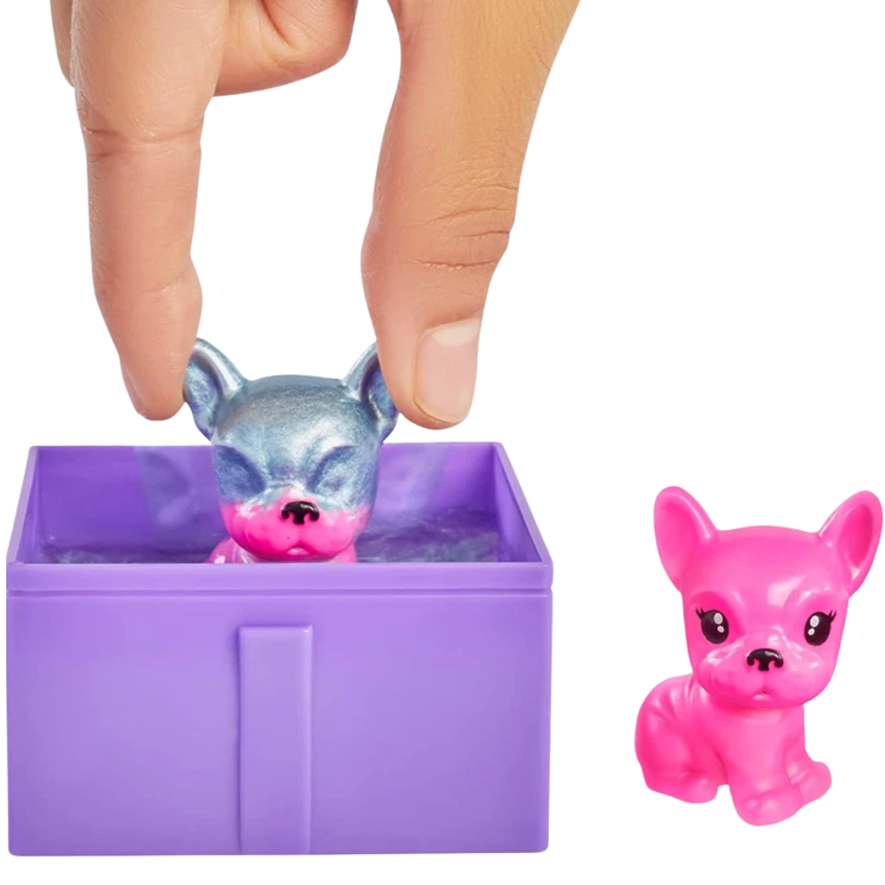 Barbie Colour Reveal Pet Blue Metallic Coating 5 Surprises Gift Case Pet Bed Hat Balloon 3