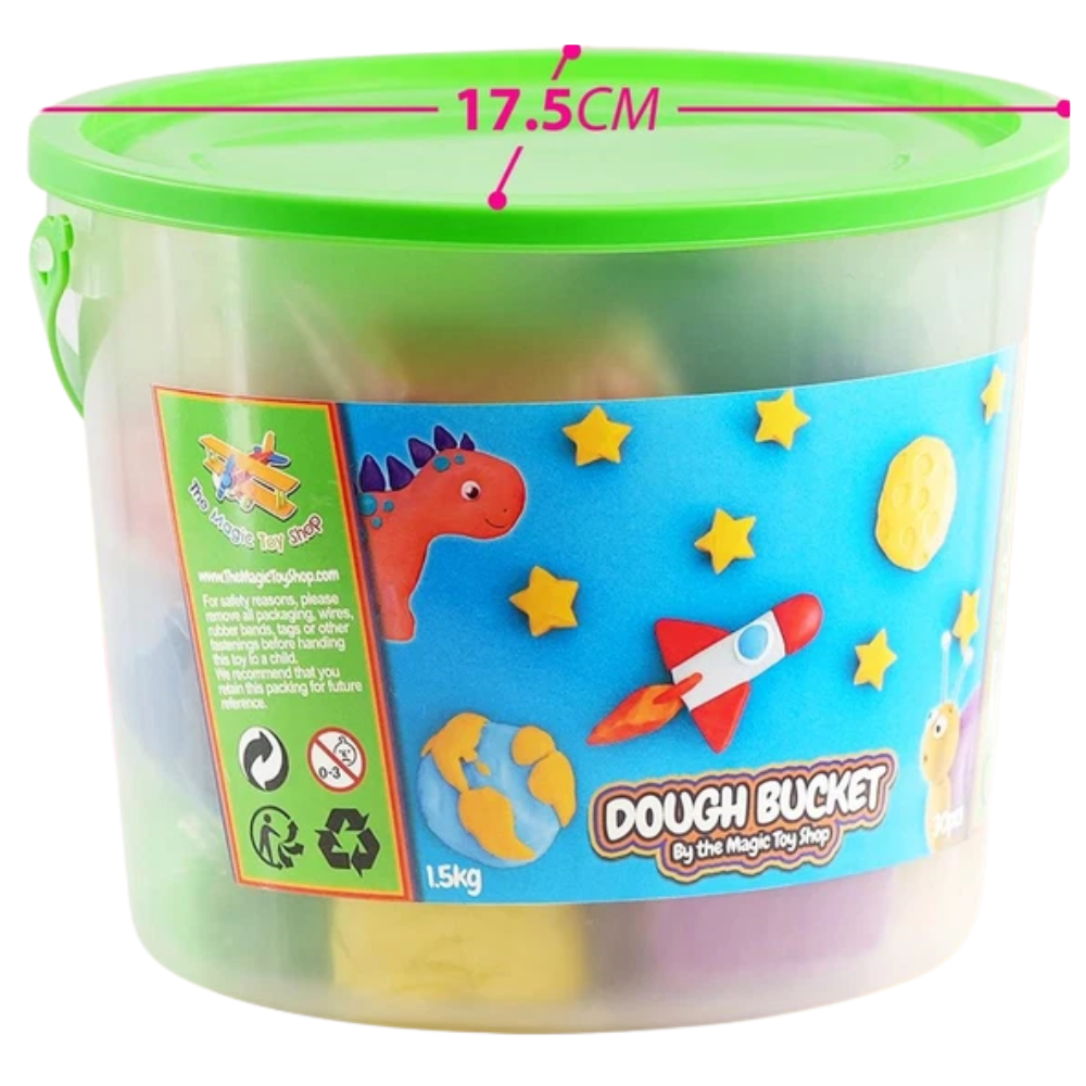 The Magic Toy Shop Dough Bucket Modelling Clay 1.5kg Kids Non Toxic 10 Colours Creative Fun