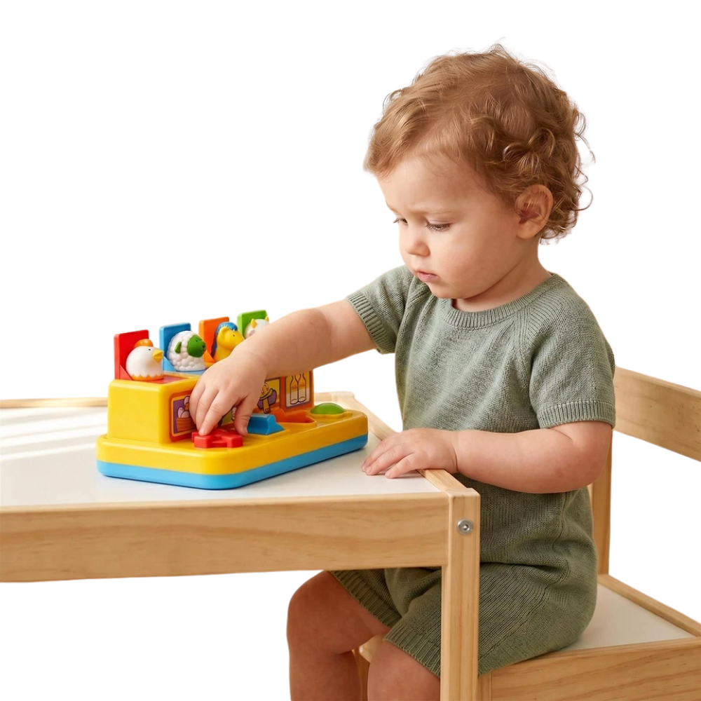Pop-Up Farm Yard Toy Animals Friends Baby Toddler Cause & Effect Activity Toy