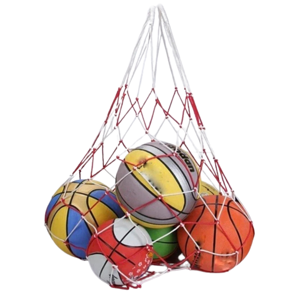 2x Nylon Mesh Ball Carrier Bags for Volleyball Basketball Football Sports Storage