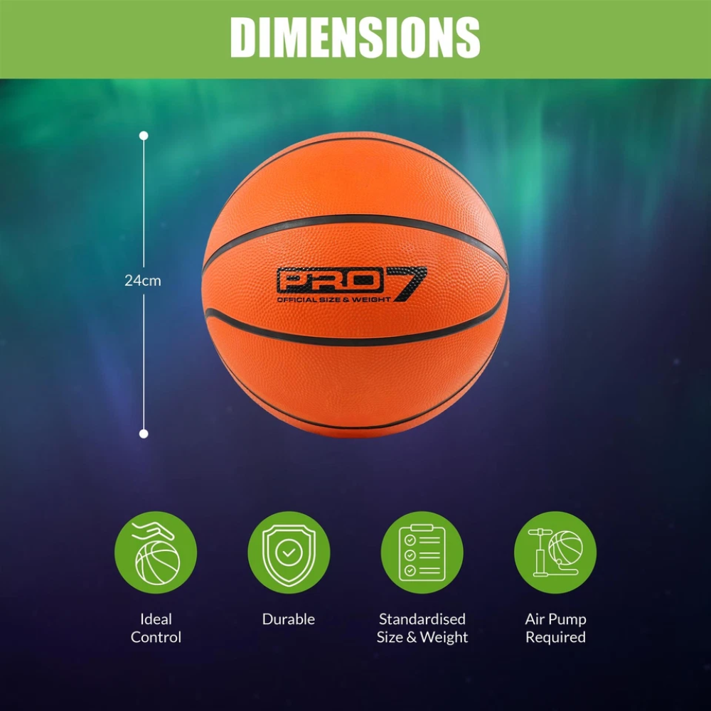 Classic Orange Basketball Size 7 Indoor Outdoor Game Ball for Kids Adults Uninflated