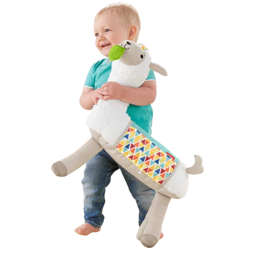 Fisher-Price Grow-with-Me Tummy Time Llama Plush Baby Toy Rattle Teether