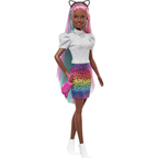 Barbie Leopard Rainbow Hair Doll with Accessories Cheetah Print Hair Kids Toy