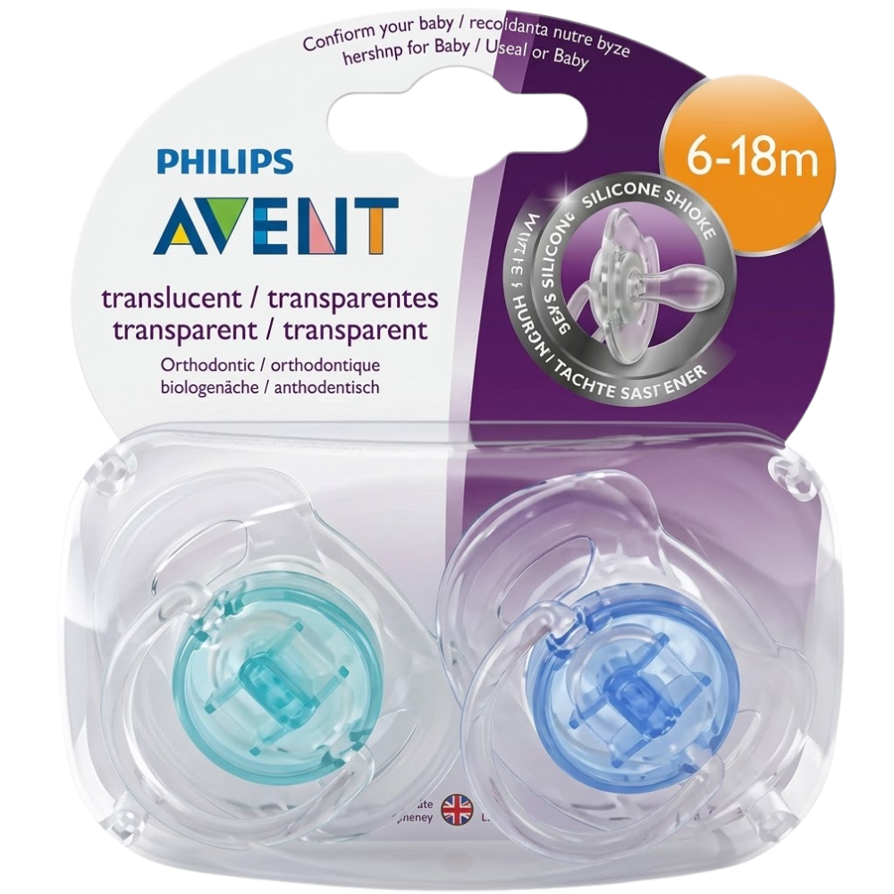 Philips Avent Baby Soothers 2 Pack Orthodontic BPA-Free Silicone Dummies with Hygienic Cap