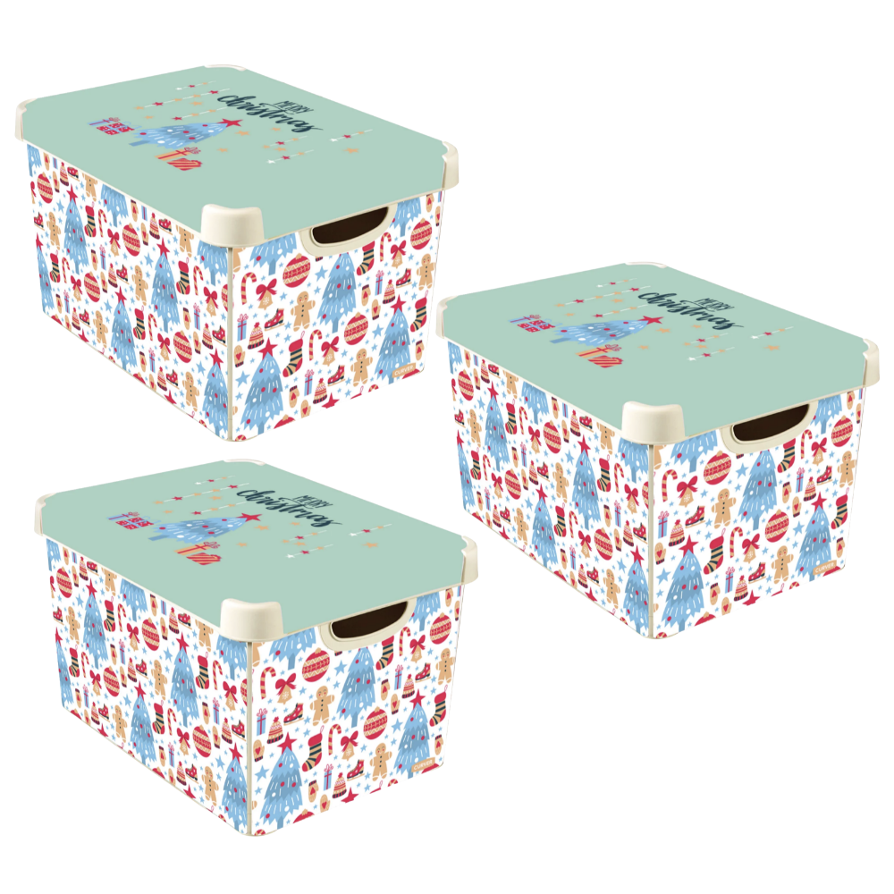 Curver Merry Christmas 22l Storage Box Festive Iml Print Design Christmas Home Storage