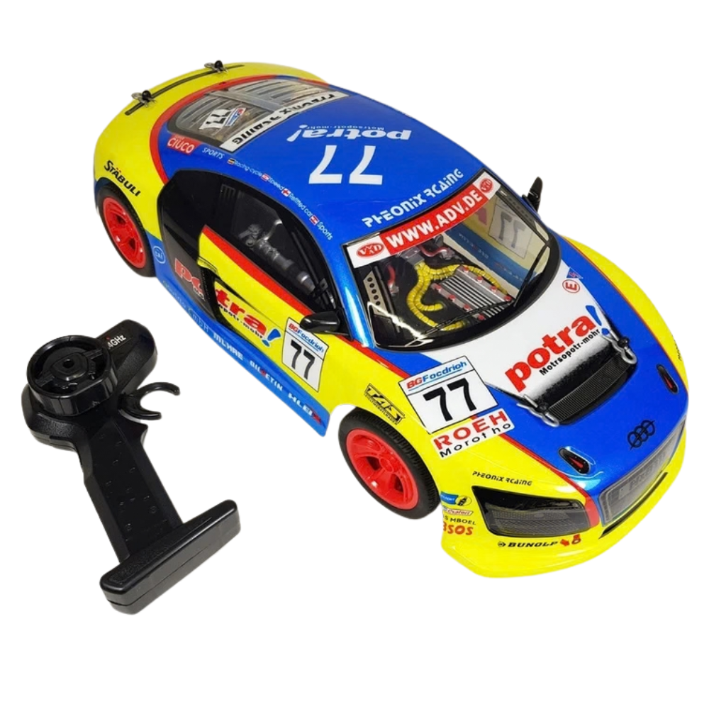 1:10 RC Audi R8 Style Drift Car 45cm 2.4GHz LED Lights RWD Racing Toy 6+