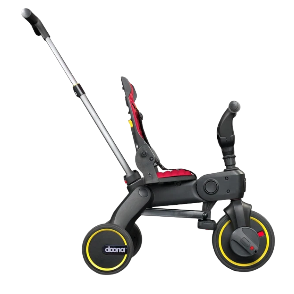 Doona Liki Baby Trike S1 Flame Foldable Toddler Tricycle with Parent Control Bar Red