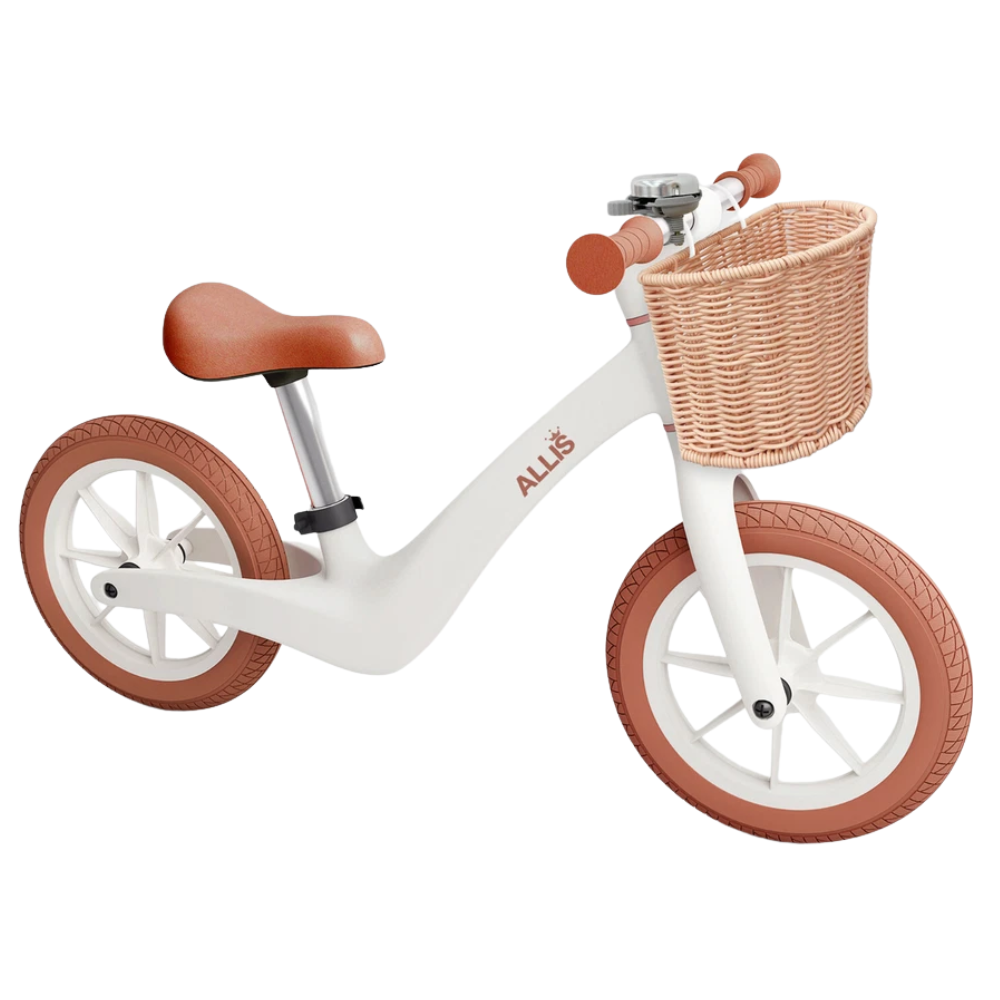Kids 12-Inch Balance Bike Toddler Bicycle with Basket and Bell White