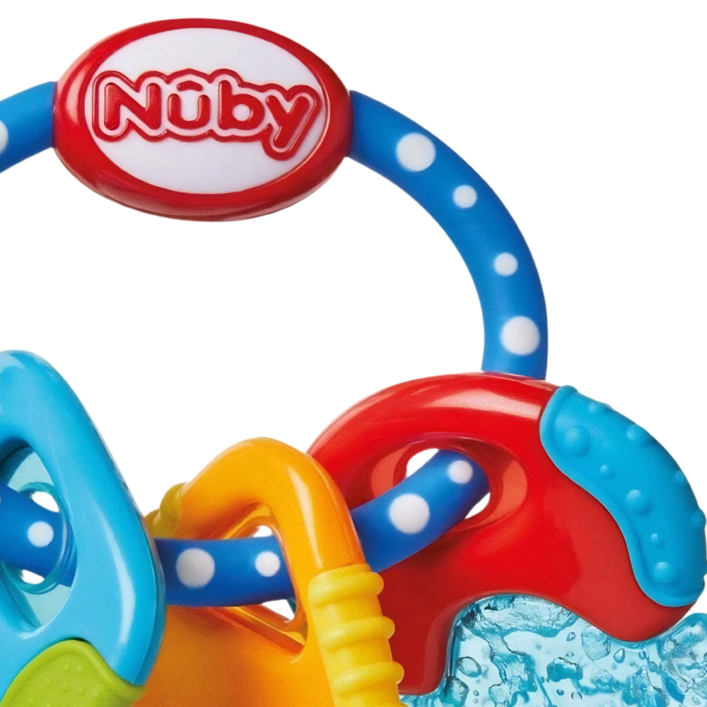 Nuby Icy Bite Keys Baby Teether with PureIce Cooling Gel, Textured Teething Toy 3+ Months