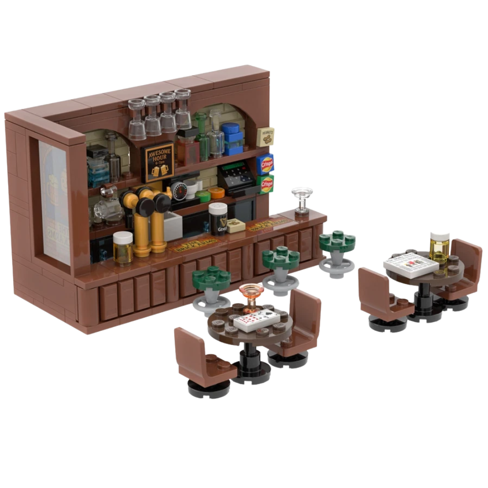 Lego Pub Bar Building Kit 228 Pieces City Modular Moc Custom Printed Accessories
