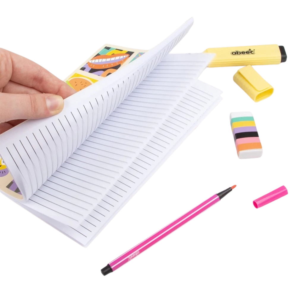Abeec My Stationery Box Girls Notebook Set with Pens Pastel Highlighters Pencil Gift Set