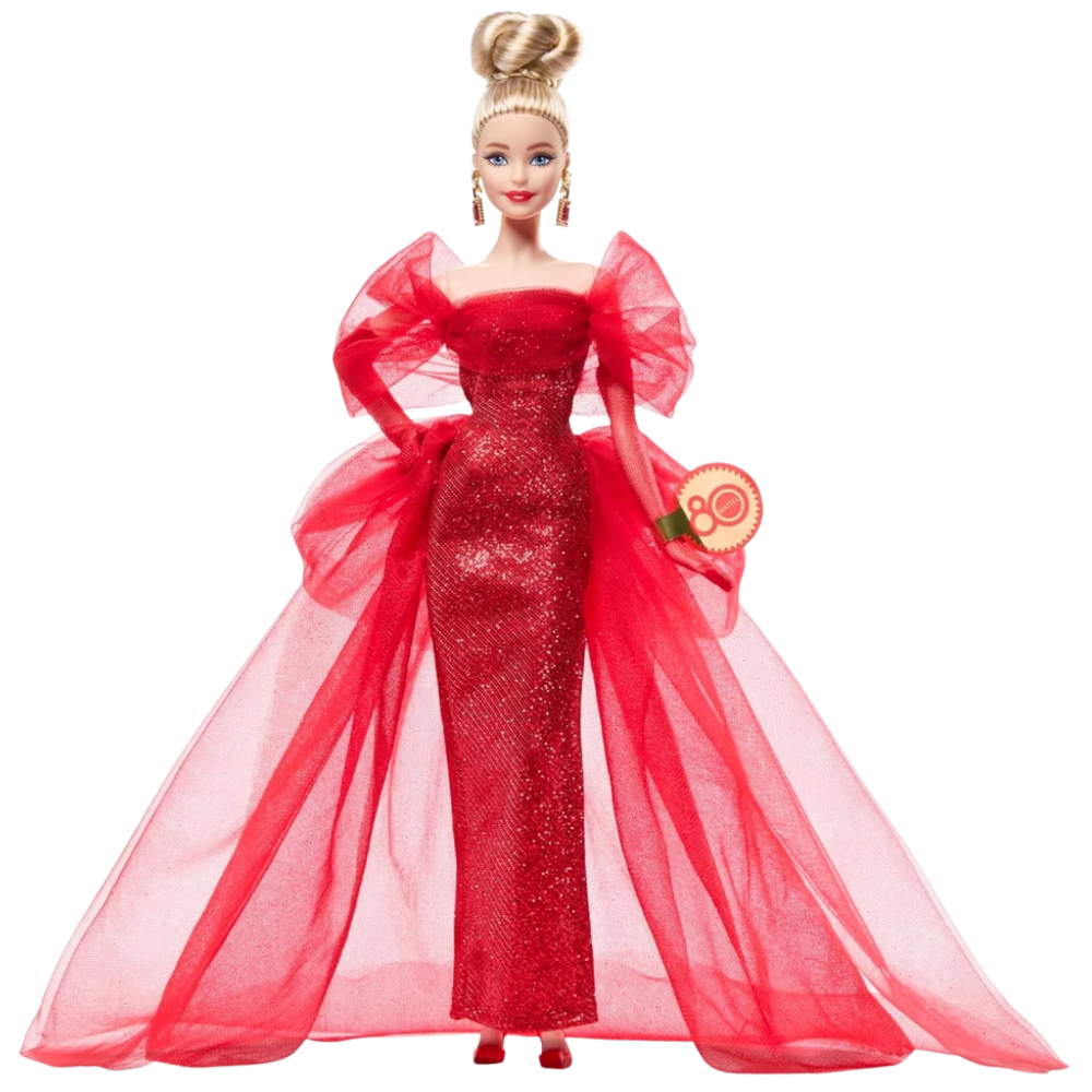 Barbie Signature Mattel 80th Anniversary Glittery Red Tulle Gown Collectible Doll Jbj17