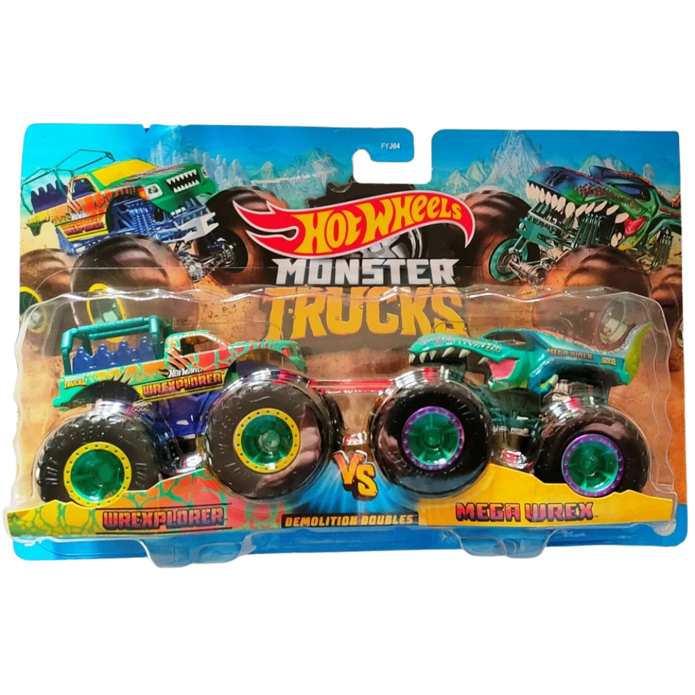 Hot Wheels Monster Trucks Demolition Doubles 2-Pack 1:64 Scale Die-Cast Monster Truck Set Collectible Toy Vehicles