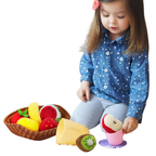 Fabric Fruit Basket Toy Set 8 Pcs Plush Pretend Play Food for Kids & Toddlers