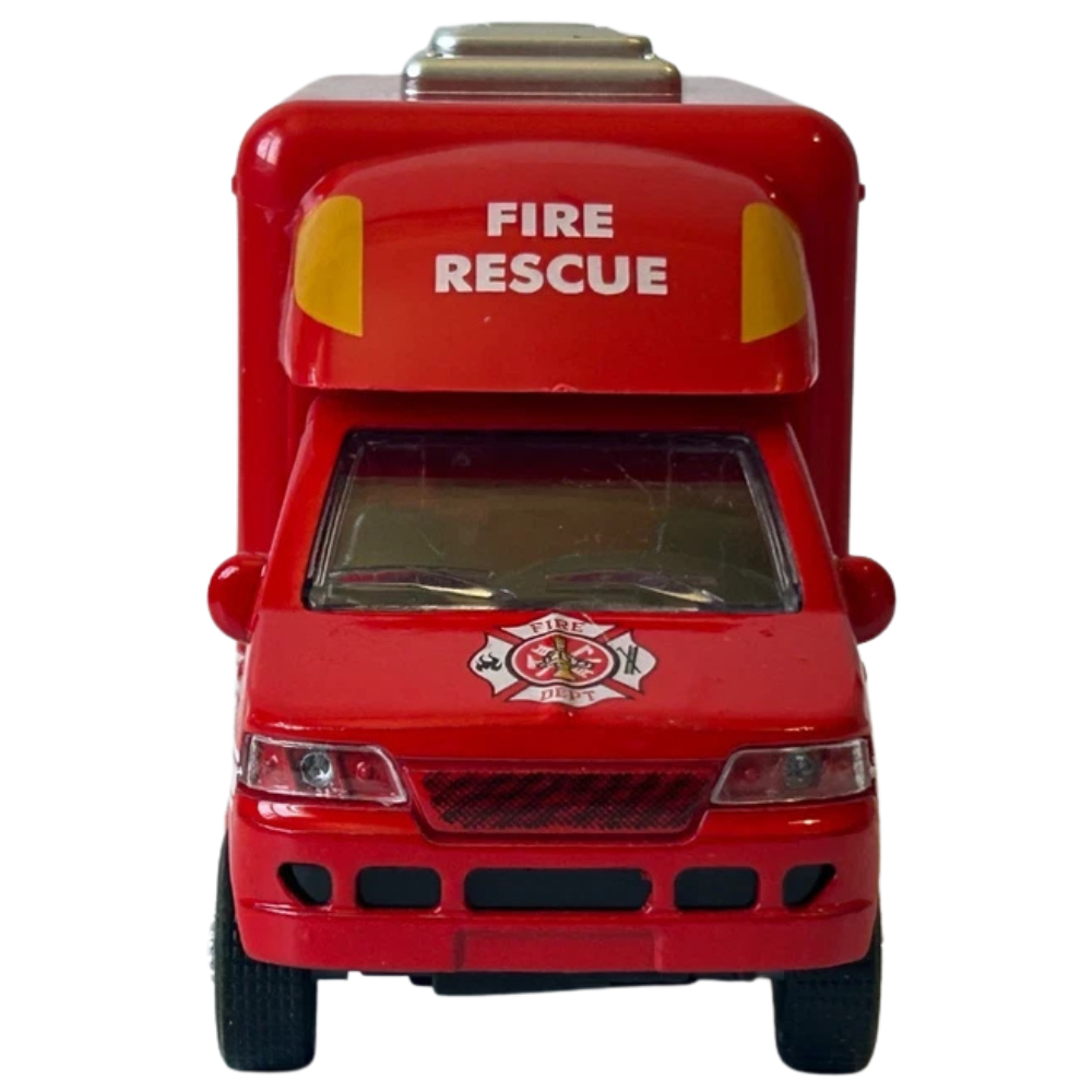 Rescue Fire Department Car Diecast Toy Model Pull Back Action 1:38–1:43 Scale Vehicle