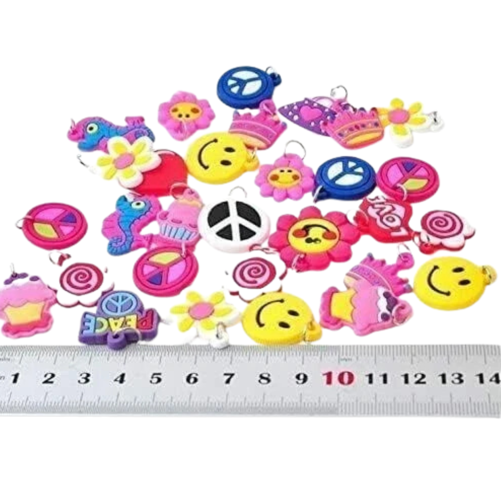 60 Pcs Cute Charms for Rainbow Loom Rubber Band Bracelets Kids Craft Jewellery Making Set