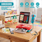 Kids Electronic Cash Register Toy with Lights & Sounds Supermarket Till & Money Set Red