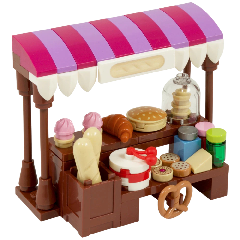 Lego Market Stall Bakery Cake & Bread Shop Custom Kit Made with Real Lego Bricks Display Set