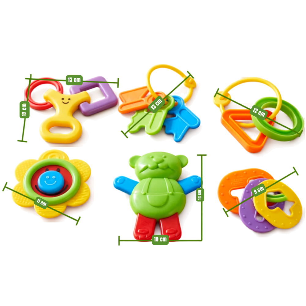 6 Pc Baby Rattles and Teethers for Babies Infant Playset Newborn Sensory Toy Set