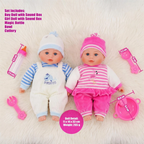Twin Baby Dolls Girl Boy Bibi Twins Set 13-Inch Dolls with Magic Bottle Feeding Toy Set