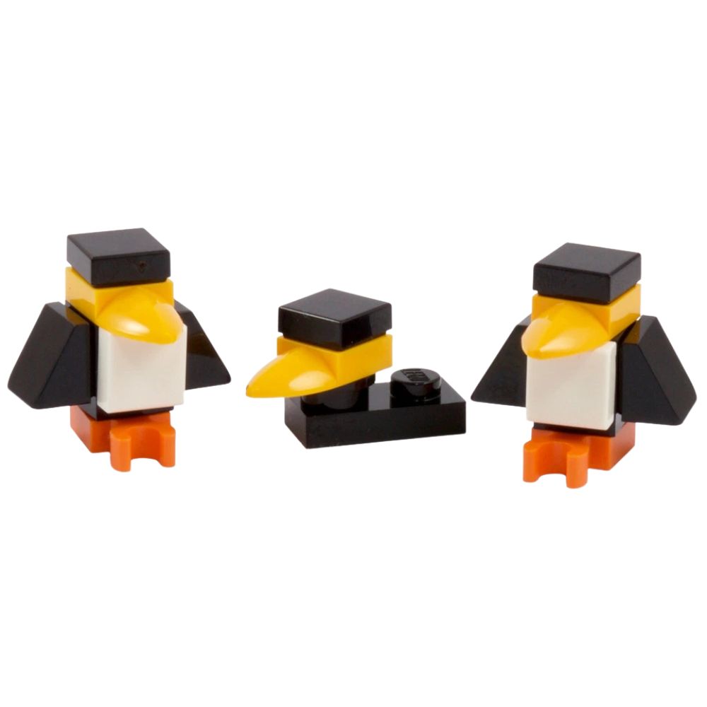 LEGO Penguins on Iceberg Set with 3 Penguins, South Pole Tile, Winter Zoo Decor