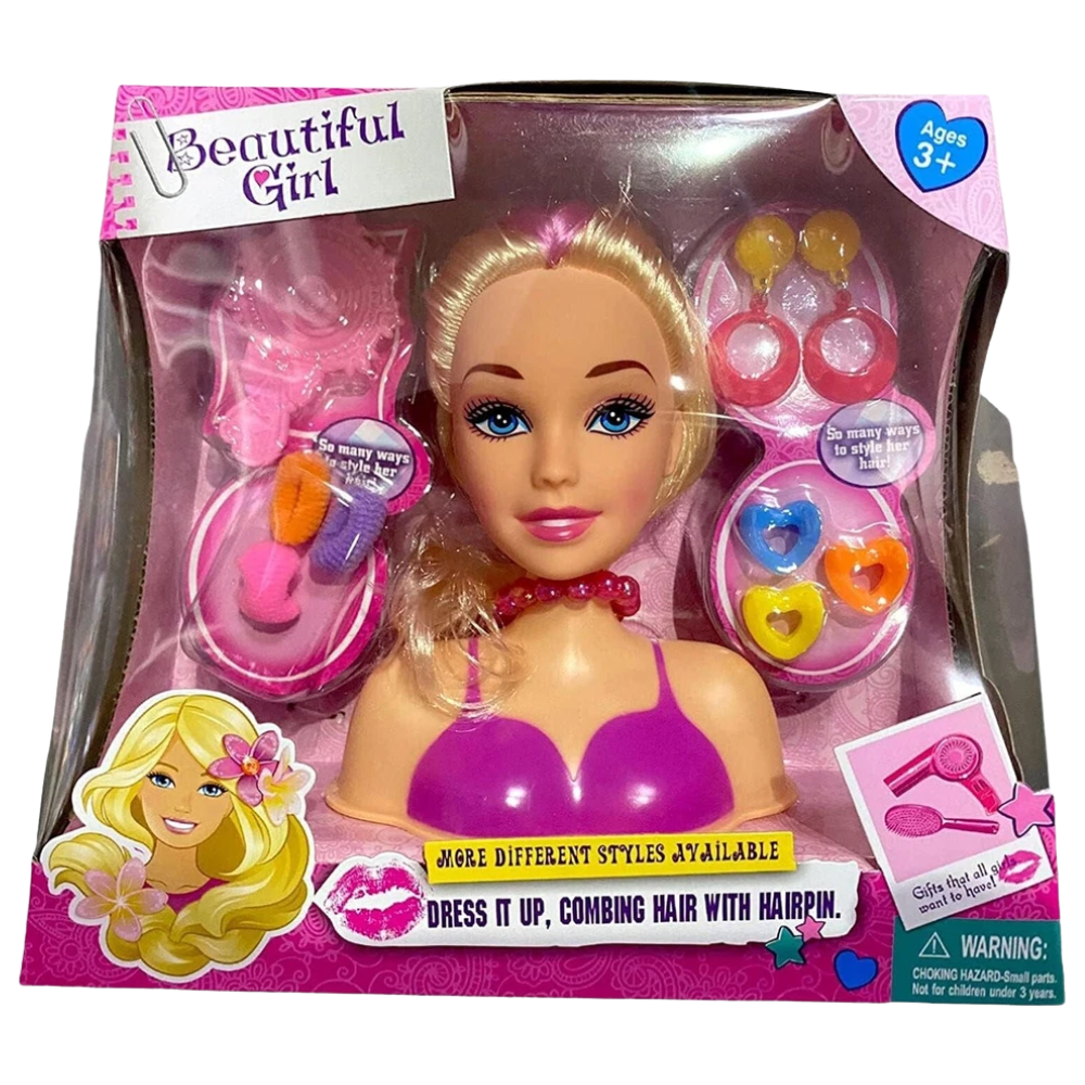 PEBBLE HUG Hair Styling Head Doll Play Set for Girls with Accessories