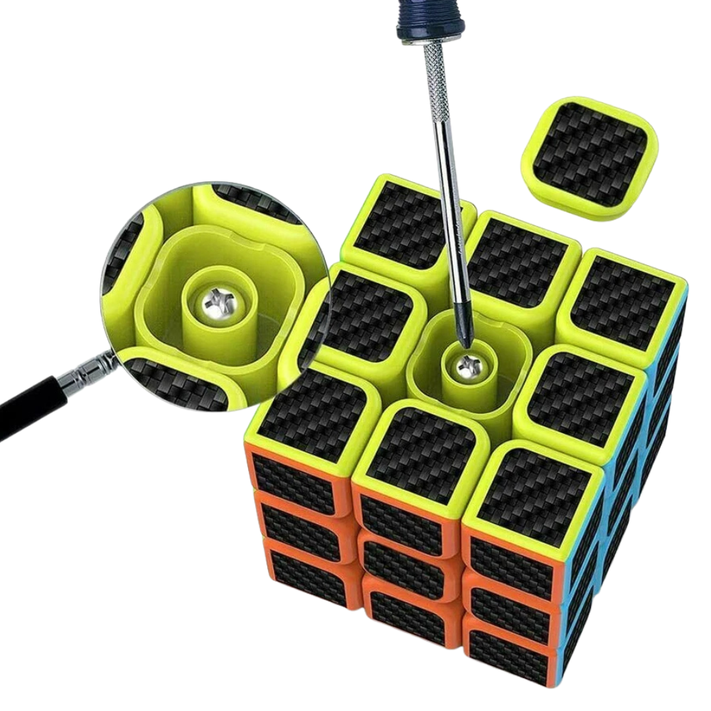 3x3 Carbon Fiber Sticker Speed Cube Puzzle Smooth Turning Memory Game Toy for Kids