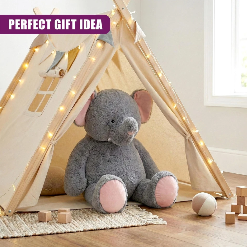 40 Inch Jumbo Elephant Plushie Giant Teddy Soft Stuffed Animal Toy for Boys and Girls