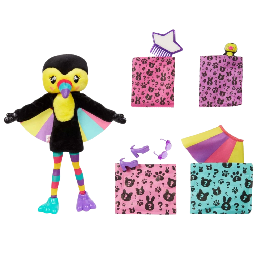 Barbie Cutie Reveal Toucan Jungle Series Plush Doll New Soft Cuddly Collectible Toy Gift