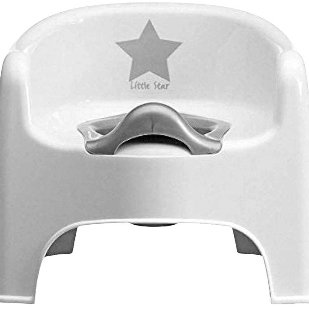 Strata White Toddler Potty Chair with Silver Star Design, Easy-Clean Toilet Training Seat