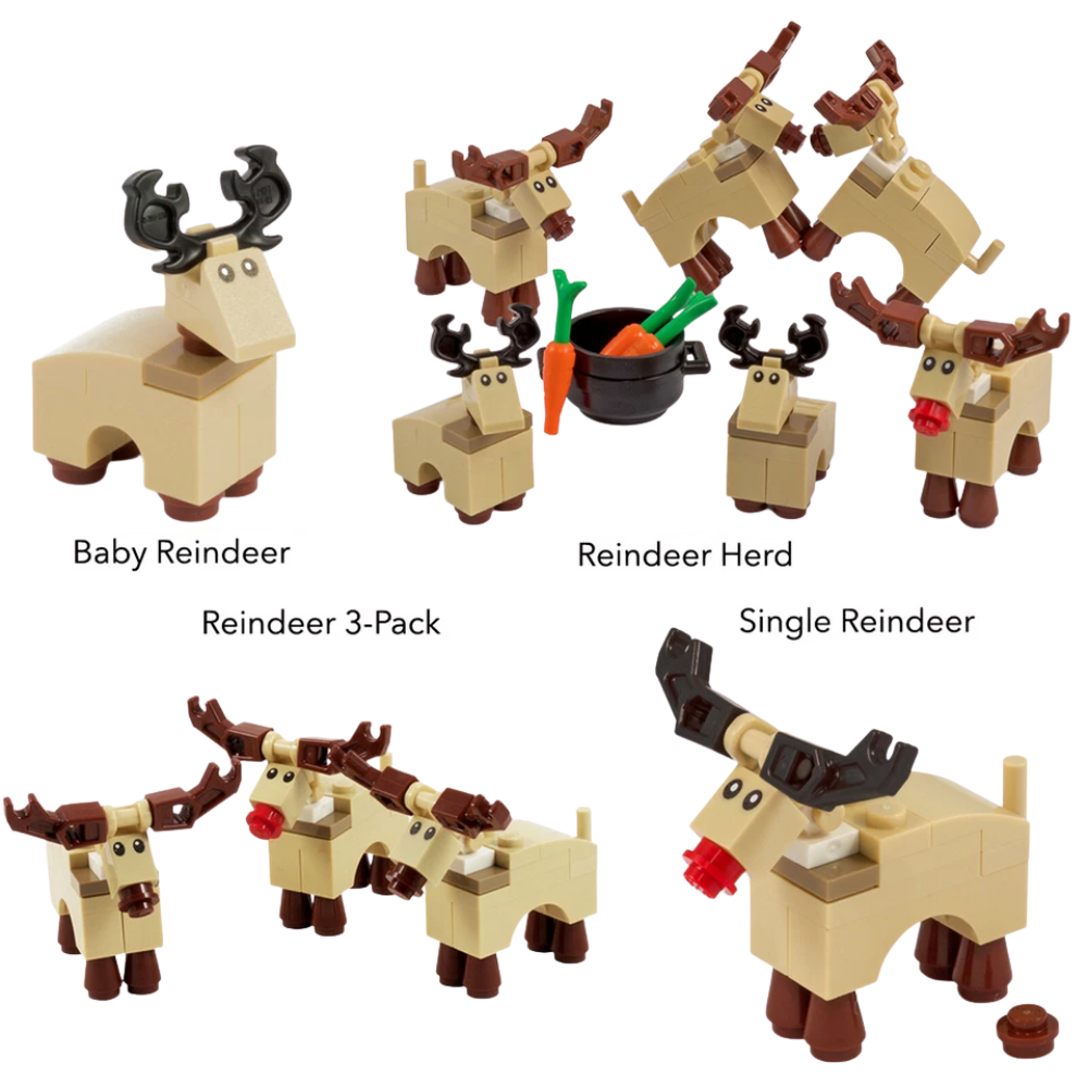 LEGO Rudolph Reindeer Christmas Building Kit with Red & Brown Nose Pieces 19 Parts