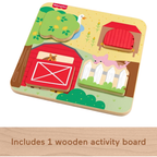 Fisher-Price Wooden Farm Animals Busy Board Peekaboo Activity Toy for Babies Ages 1+ Years