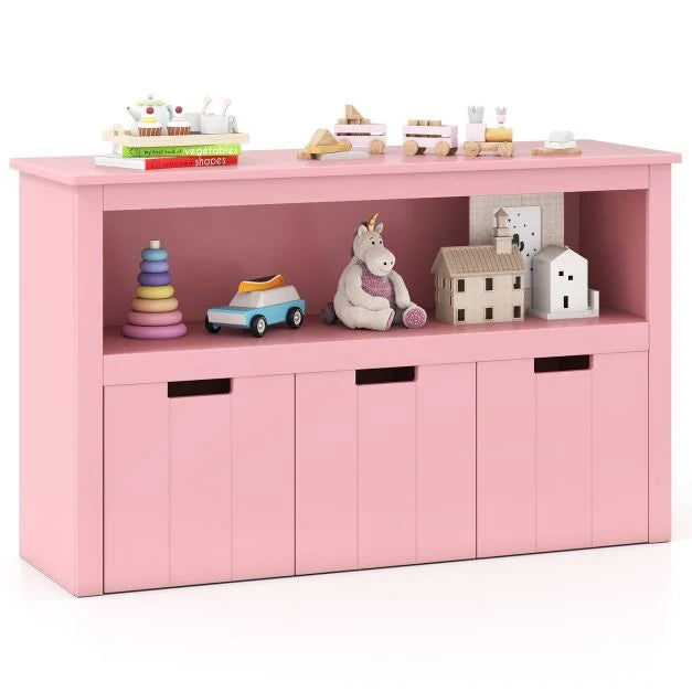 3-Drawer Mobile Wooden Storage Cabinet with Extra Large Space