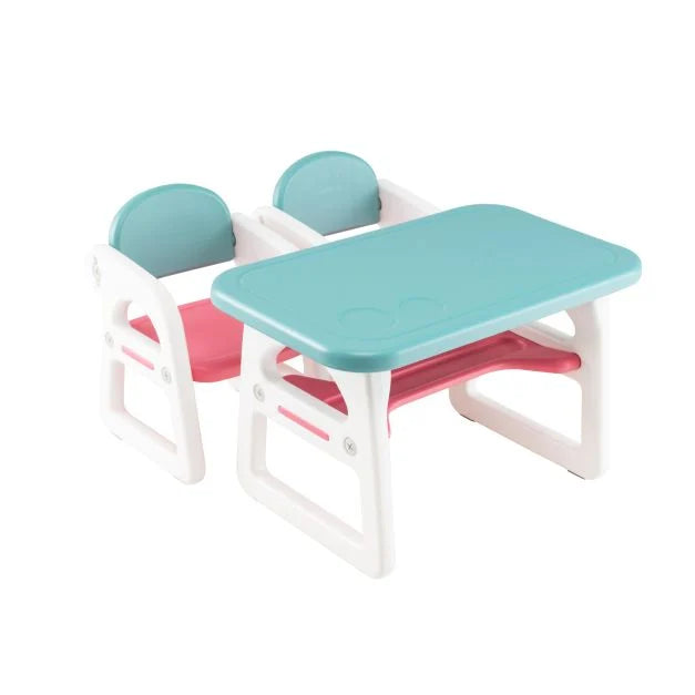 3-Piece Children’s Table and Chairs Set with Storage Rack