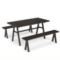 Outdoor 3-Piece Picnic Table and Benches for 6 with Umbrella Hole