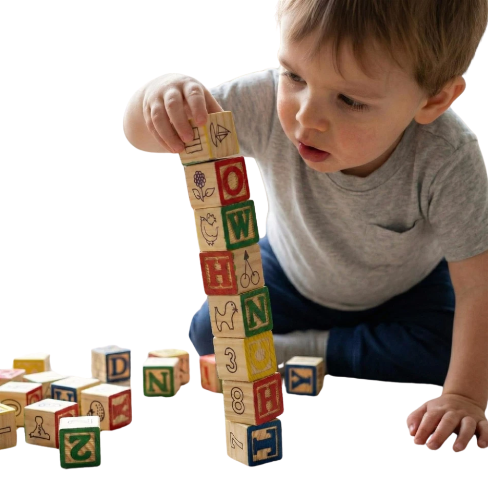 Wooden Block Set 30 Pcs Abc 123 Alphabet Number Blocks Kids Educational Learning Toy Kit