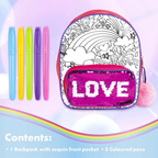 Abeec Colour Your Own Sequin Backpack Craft Kit with Pens Creative Kids Activity Toy Gift Art Set 3+