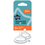 Tommee Tippee Advanced Anti-Colic Teats Pack of 2 Soft Silicone Breast-Like Bottle Teats