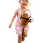 Brown Hobby Horse on Stick 73cm Plush Toy with Galloping Neighing Sounds for Kids Age 3+