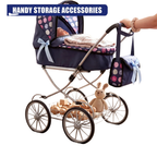 Bibi Doll Cambridge Baby Doll Pram Blue Pushchair with Carry Bag Basket Folding Frame 3+