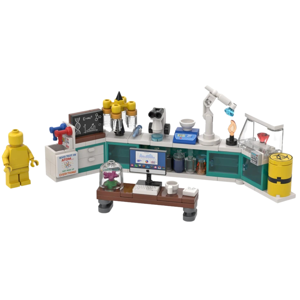 Science Laboratory Chemist Biologist Lab Custom Kit Made with Real Lego Bricks Display Model Set