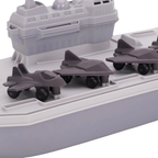 Toyland Aircraft Carrier Military Playset with 4 Detachable Fighter Jets, Floating Water Toy, Grey