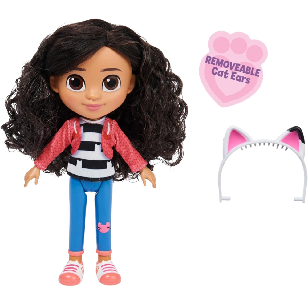Gabby's Dollhouse Gabby Girl Doll 20.3cm with Cat Ears Headband Poseable Kids Toy