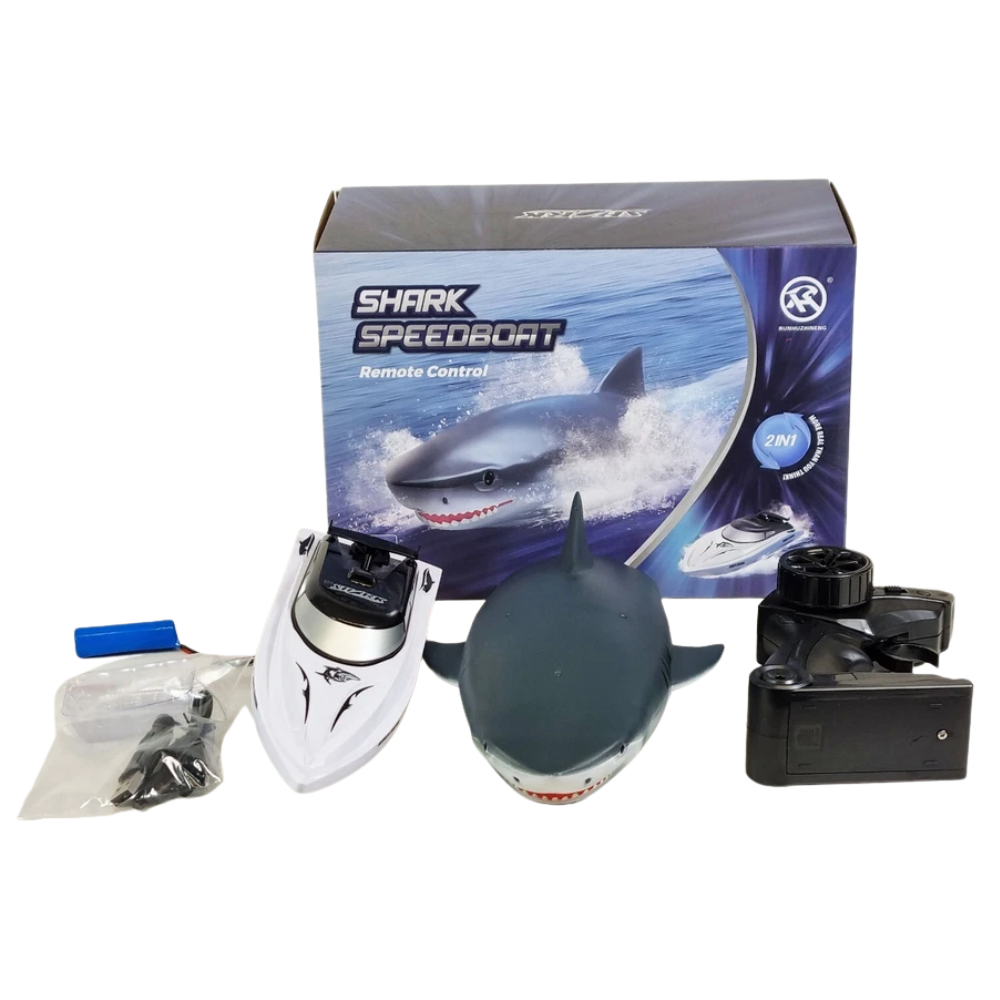 RC Shark Boat 2-in-1 Twin Motor 2.4GHz Remote Control Speedboat Kids Adults