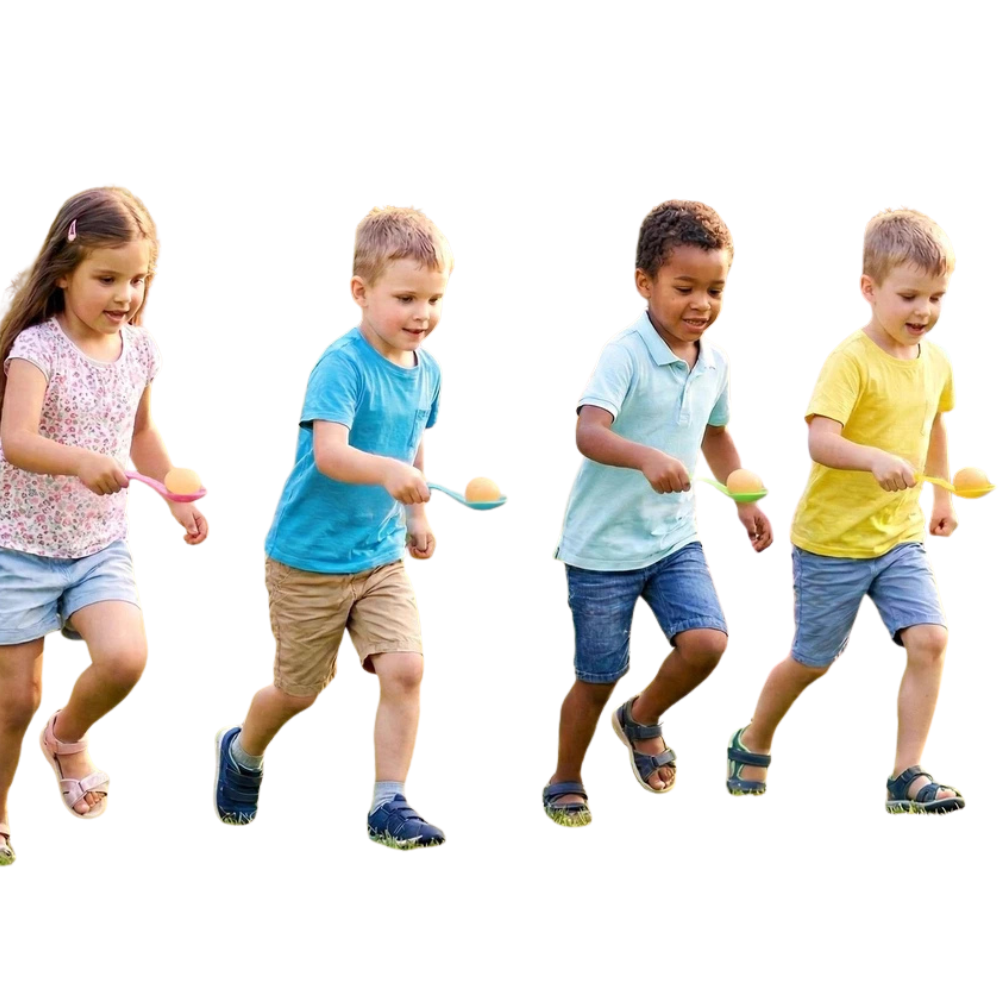 Kids Egg & Spoon Race Game Set 4 Pcs Outdoor Garden Sports Day Party Toy